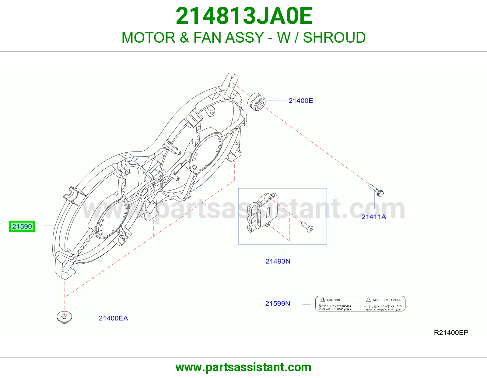 MOTOR & FAN ASSY - W / SHROUD 214813JA0E