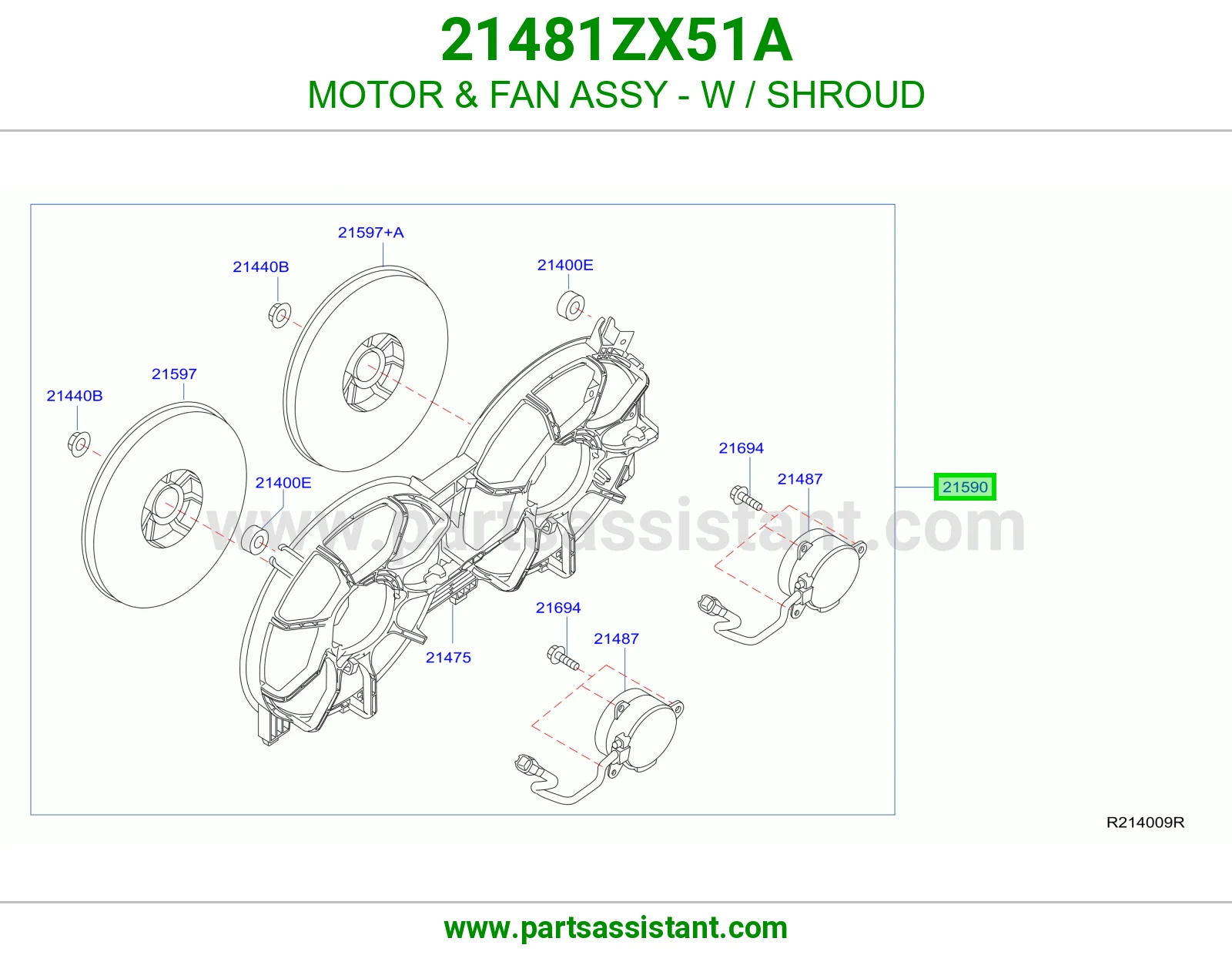 قاعده مع مروحه ودينمو مكيف 21481ZX51A