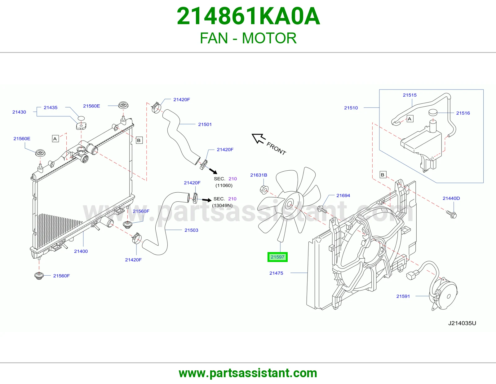 مروحه دينمو مكيف 214861KA0A
