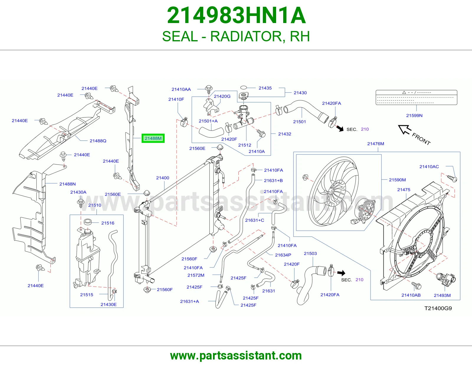 اسفنجه جمب الراديتر قصيره يمين 214983HN1A