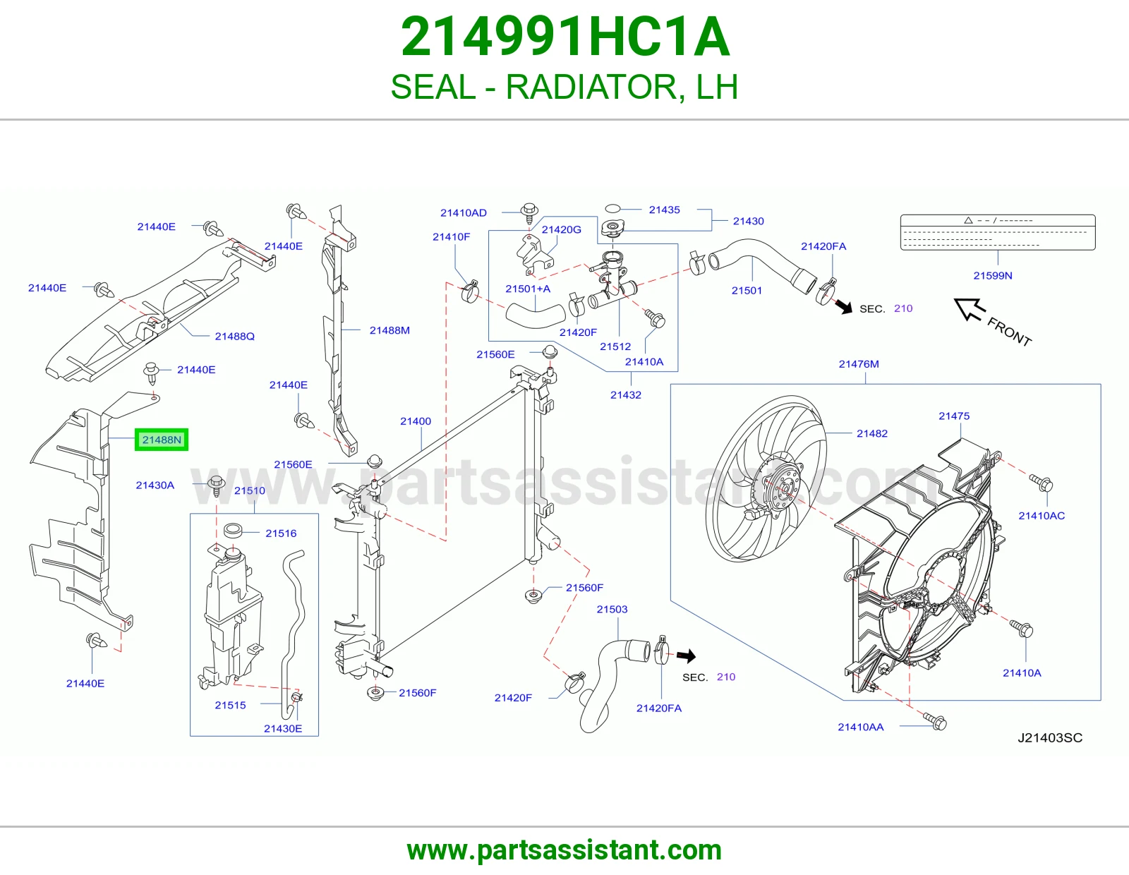 اسفنجه جمب الراديتر قصيره يمين 214991HC1A