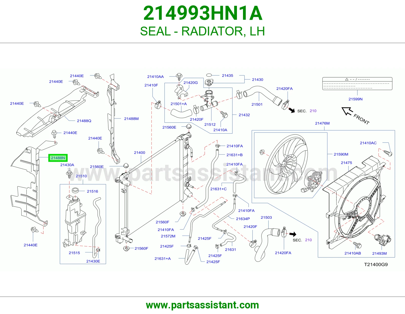 اسفنجه جمب الراديتر قصيره يمين 214993HN1A