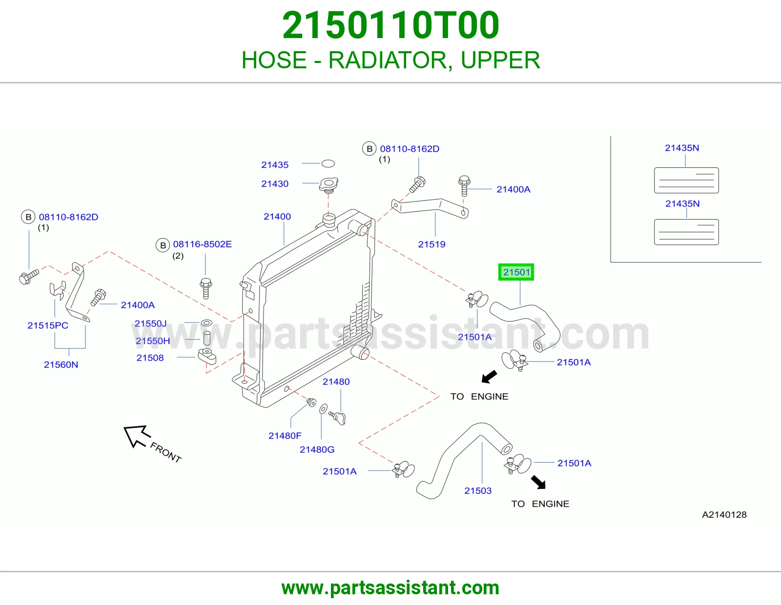 لي خرطوش رديتر ماء فوق 2150110T00