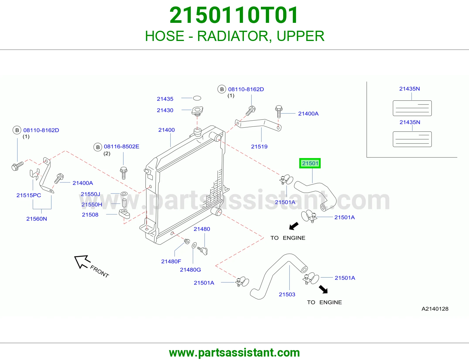لي خرطوش رديتر ماء فوق 2150110T01