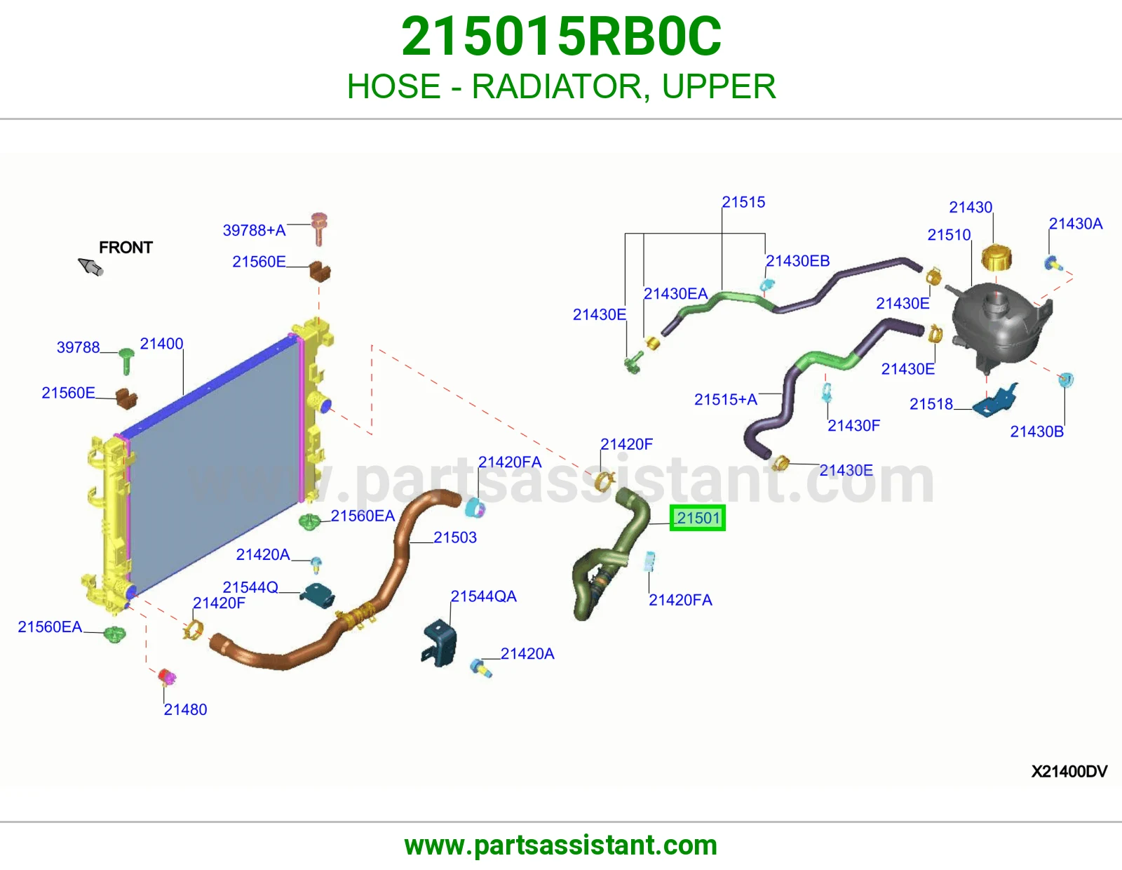 لي خرطوش رديتر ماء فوق 215015RB0C