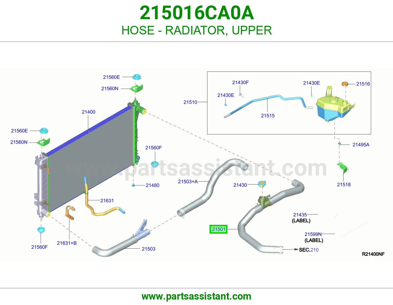 لي خرطوش رديتر ماء فوق 215016CA0A