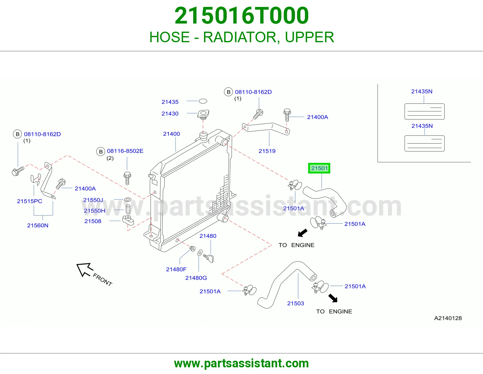 لي خرطوش رديتر ماء فوق 215016T000