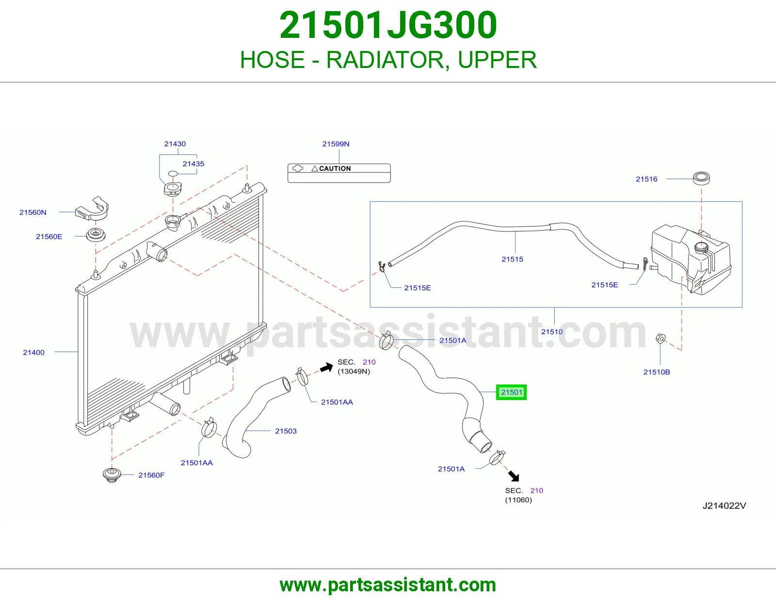 لي خرطوش رديتر ماء فوق 21501JG300