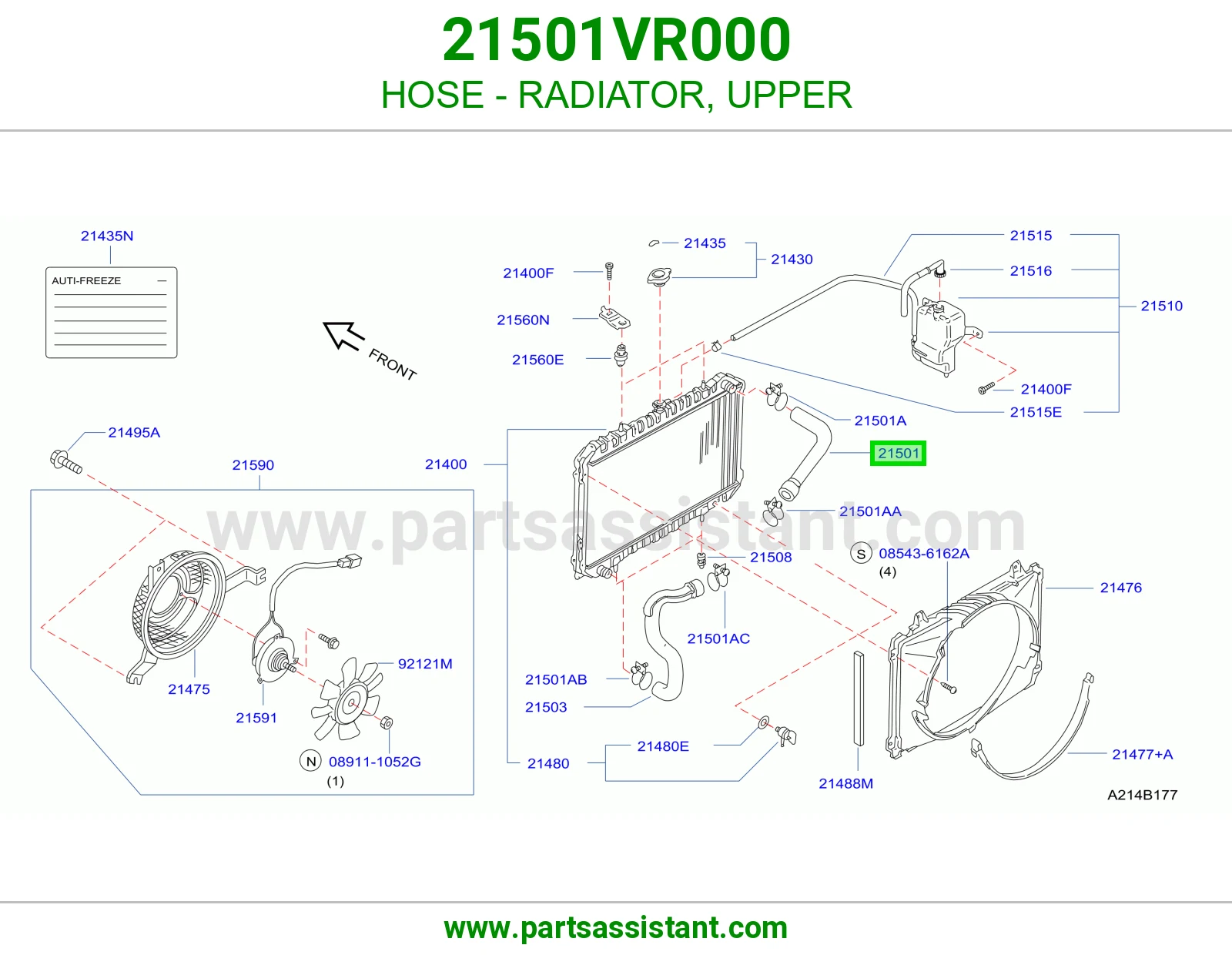 لي خرطوش رديتر ماء فوق 21501VR000
