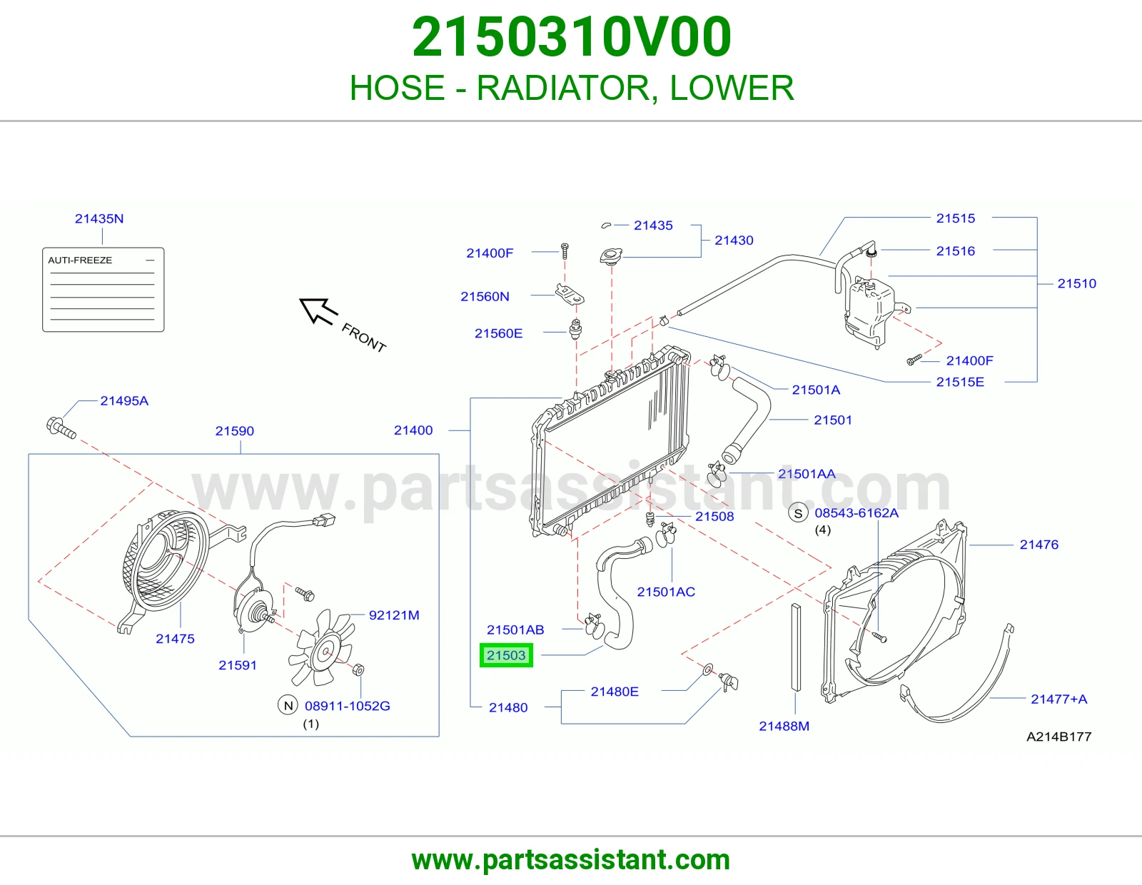لي خرطوش رديتر ماء تحت 2150310V00