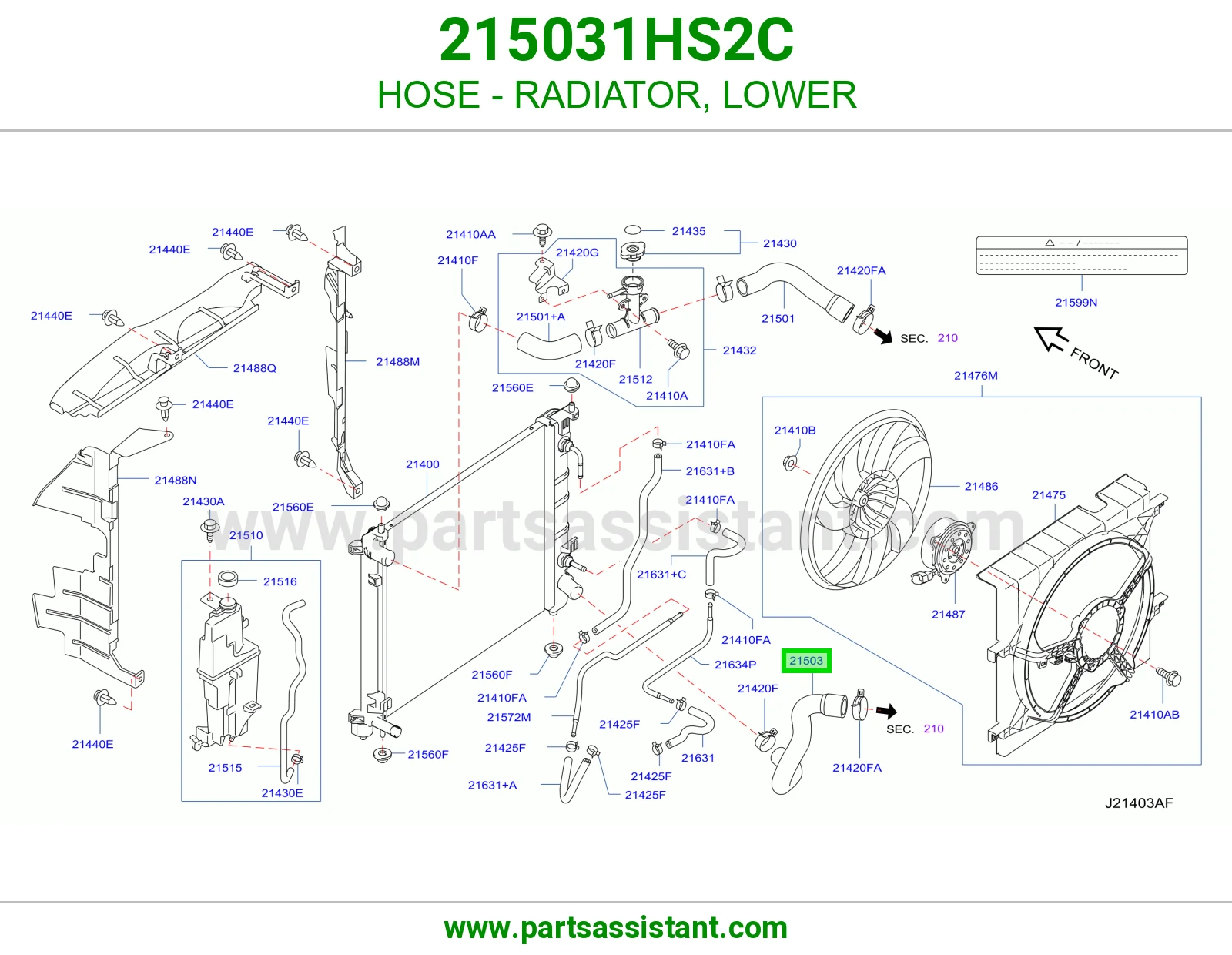 لي خرطوش رديتر ماء تحت 215031HS2C