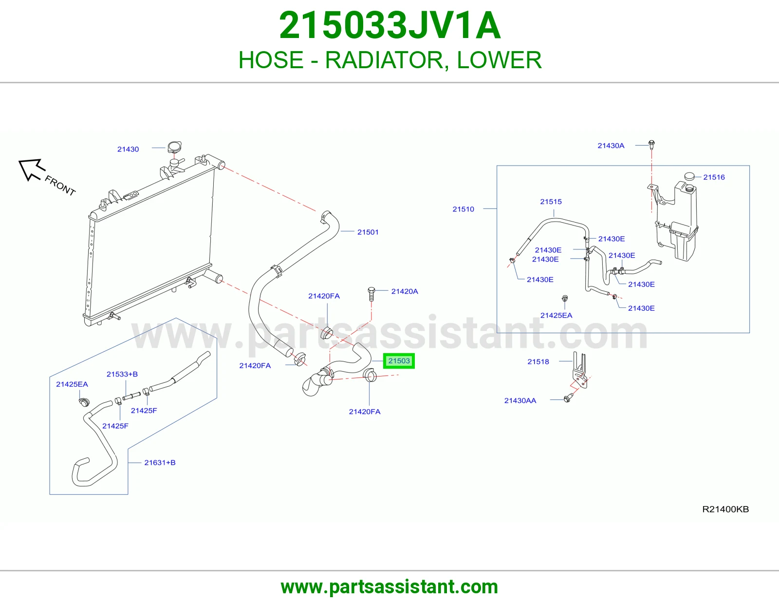 لي خرطوش رديتر ماء تحت 215033JV1A