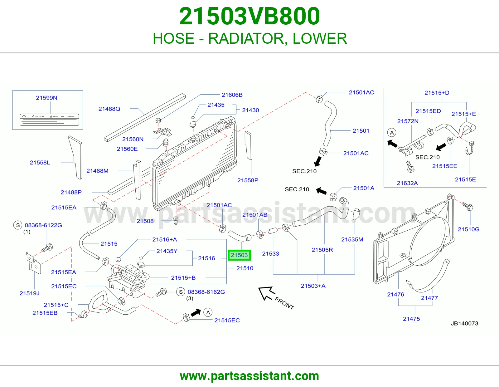لي خرطوش رديتر ماء تحت 21503VB800