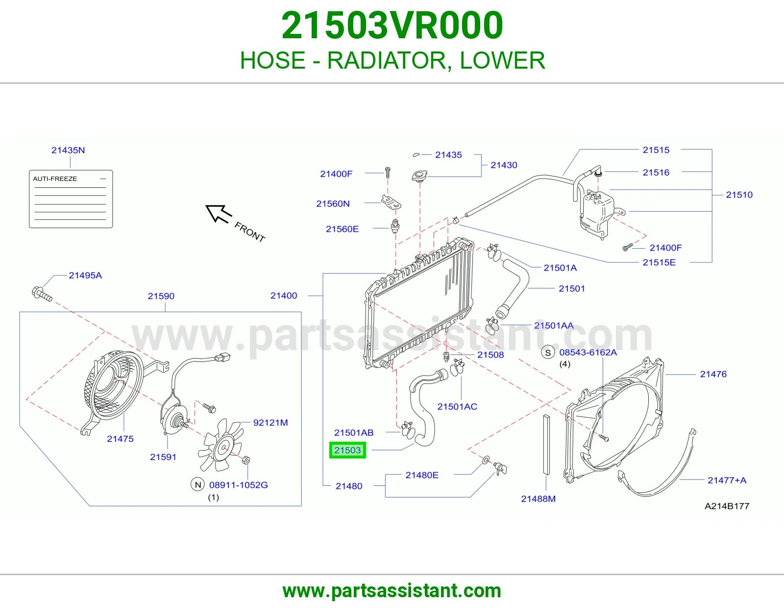 لي خرطوش رديتر ماء تحت 21503VR000