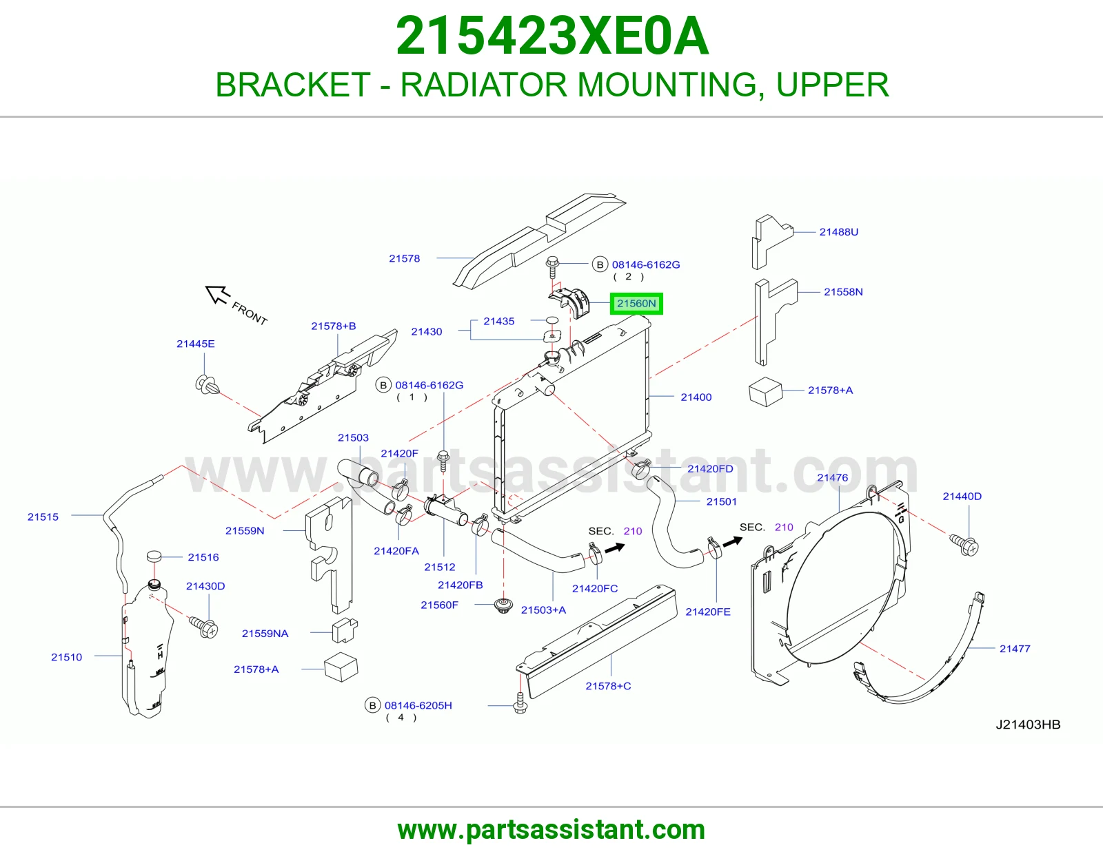 BRACKET - RADIATOR MOUNTING, UPPER 215423XE0A