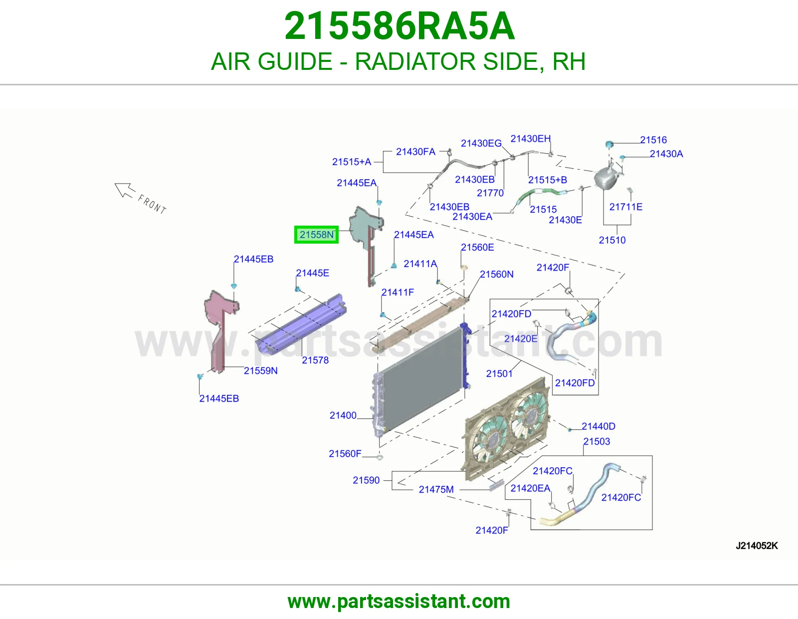 بلاستيك هواء جهة الرديتر يمين 215586RA5A