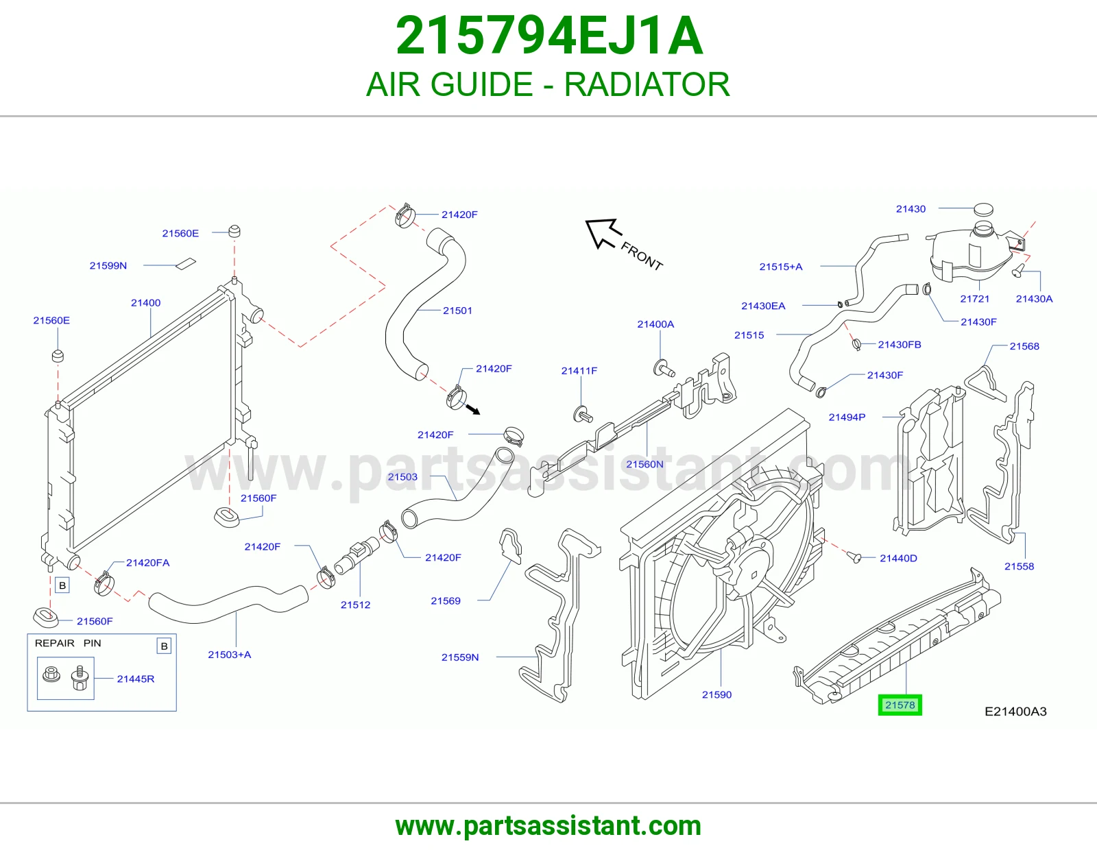 بلاستيك هواء رديتر 215794EJ1A