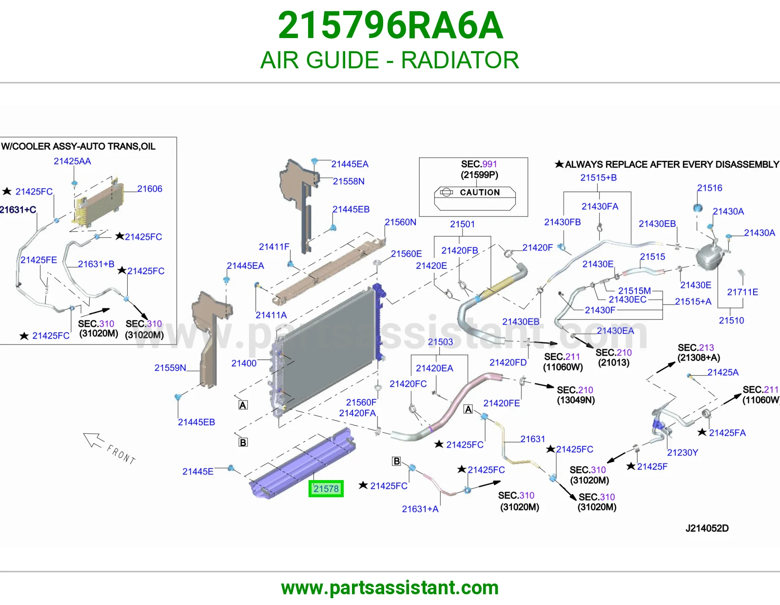 بلاستيك هواء رديتر 215796RA6A
