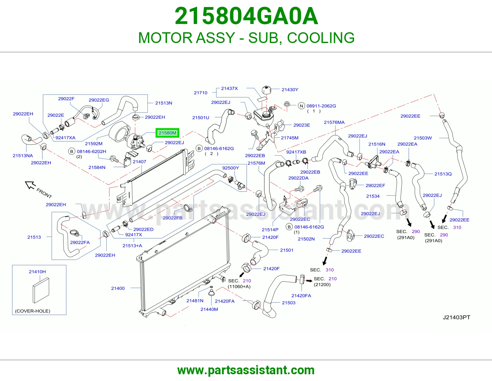 MOTOR ASSY - SUB, COOLING 215804GA0A