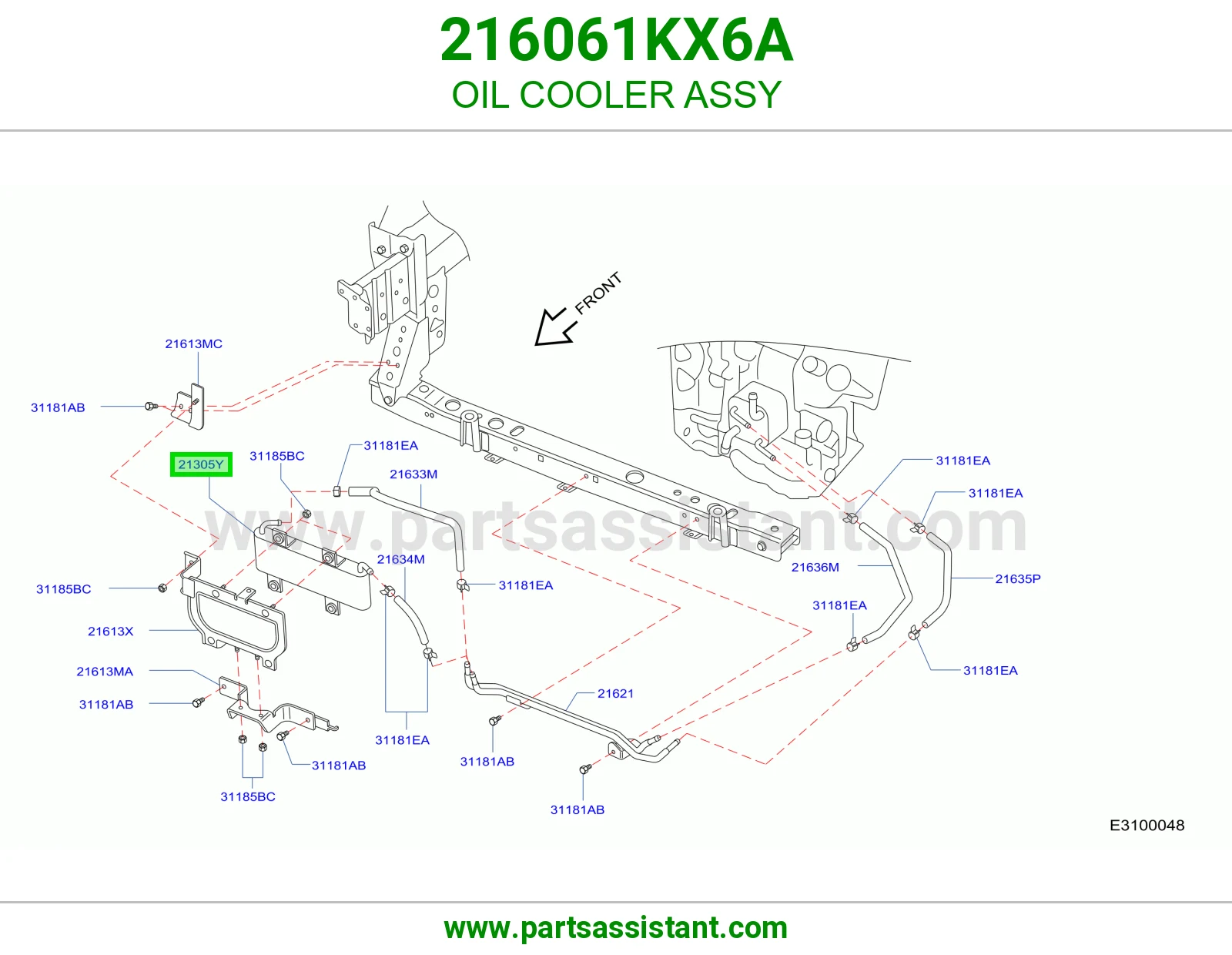 OIL COOLER ASSY 216061KX6A