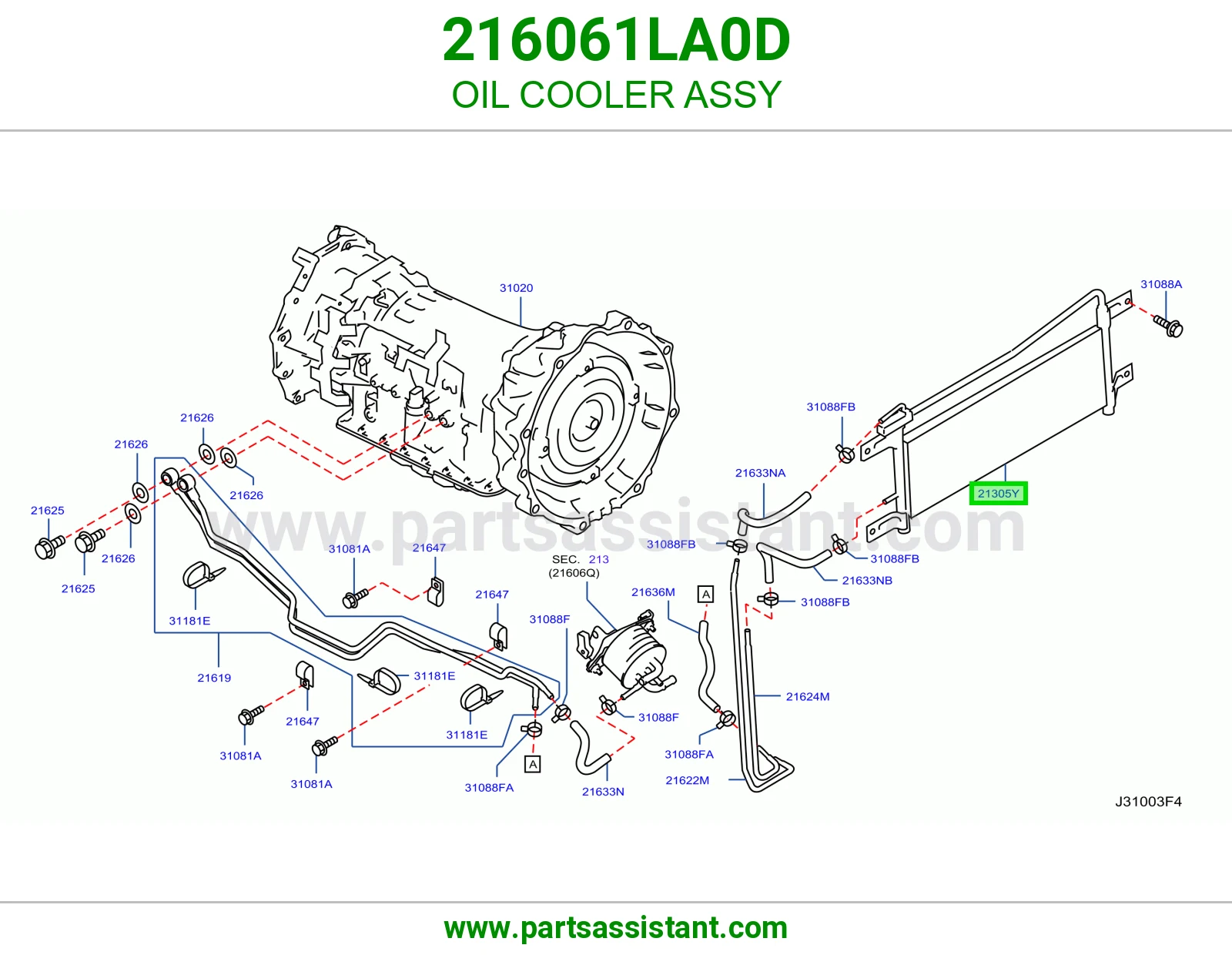 مبرد زيت مكينه 216061LA0D
