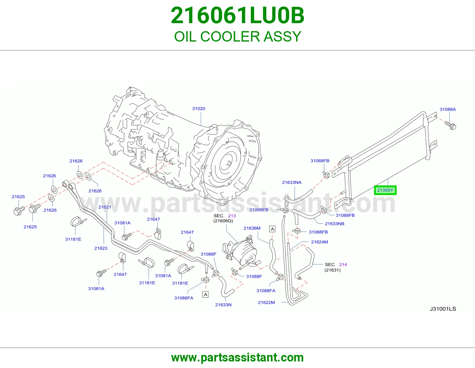OIL COOLER ASSY 216061LU0B