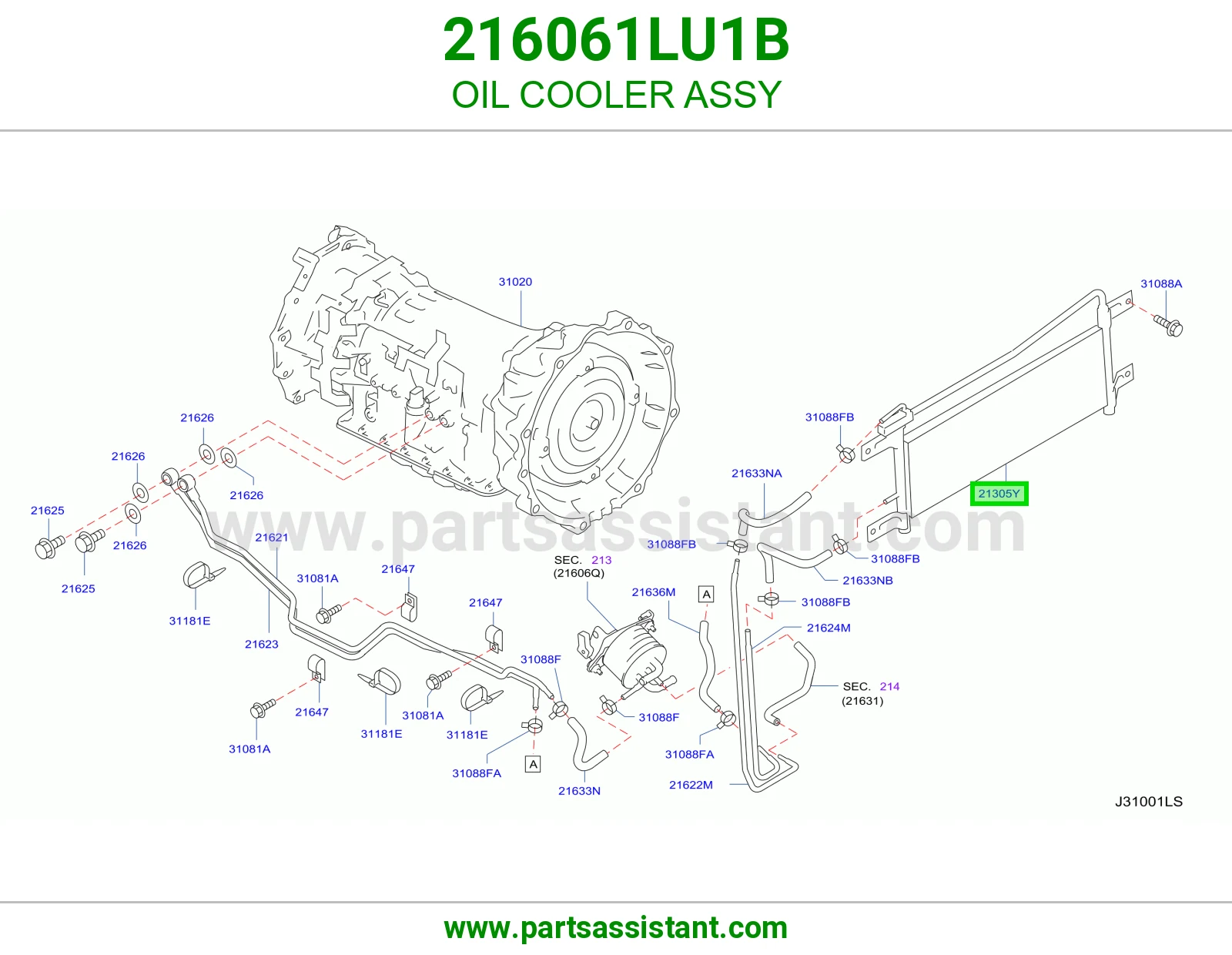 مبرد زيت مكينه 216061LU1B