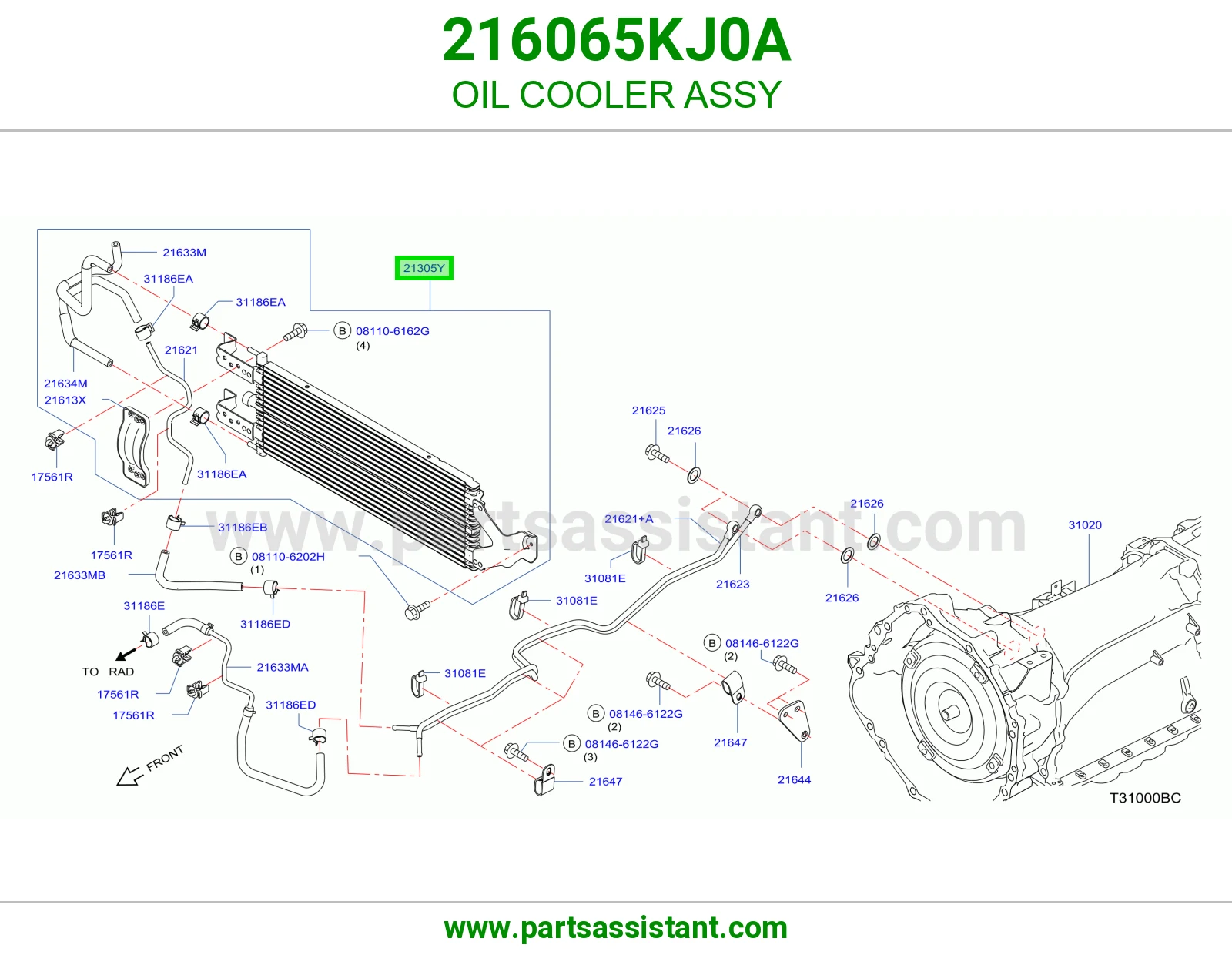 مبرد زيت مكينه 216065KJ0A