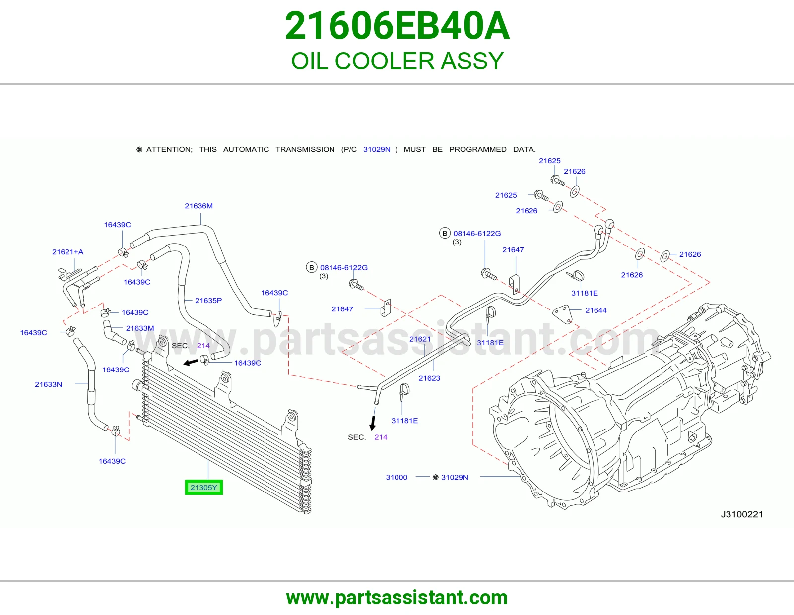 OIL COOLER ASSY 21606EB40A
