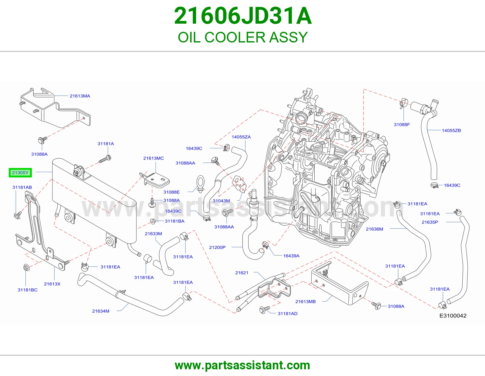 مبرد زيت مكينه 21606JD31A