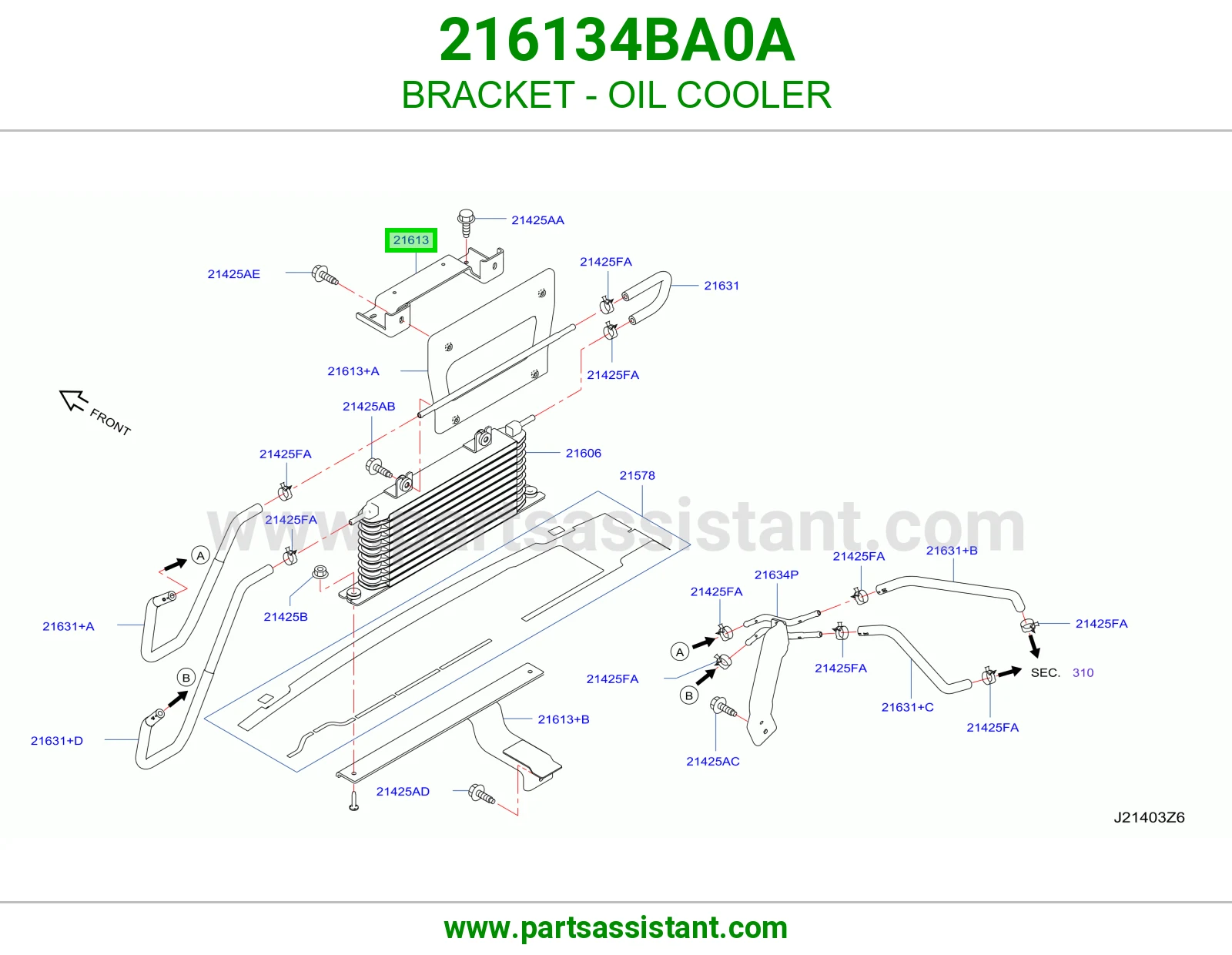 قاعده مبرد سيفون زيت 216134BA0A