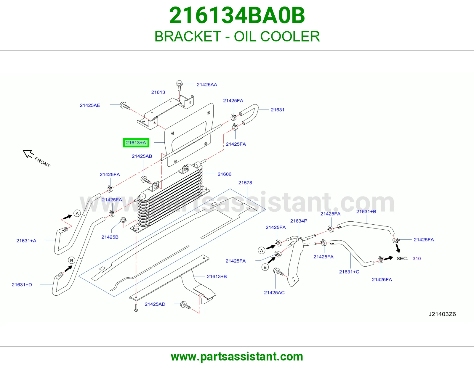 قاعده مبرد سيفون زيت 216134BA0B