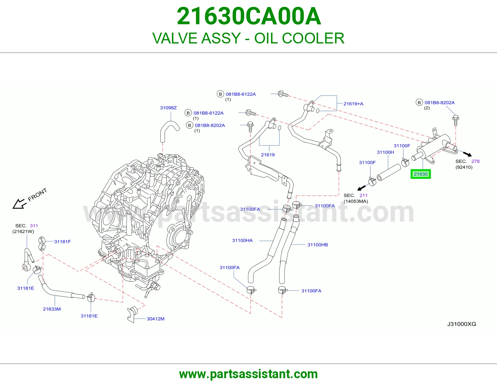 VALVE ASSY - OIL COOLER 21630CA00A