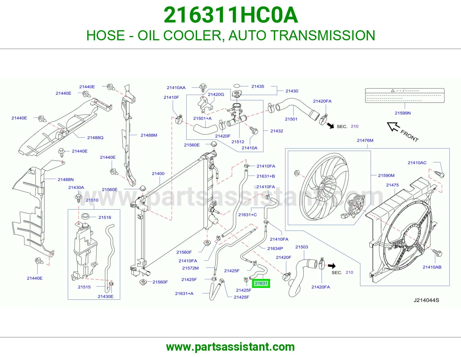 لي مبرد زيت أوتو قير 216311HC0A