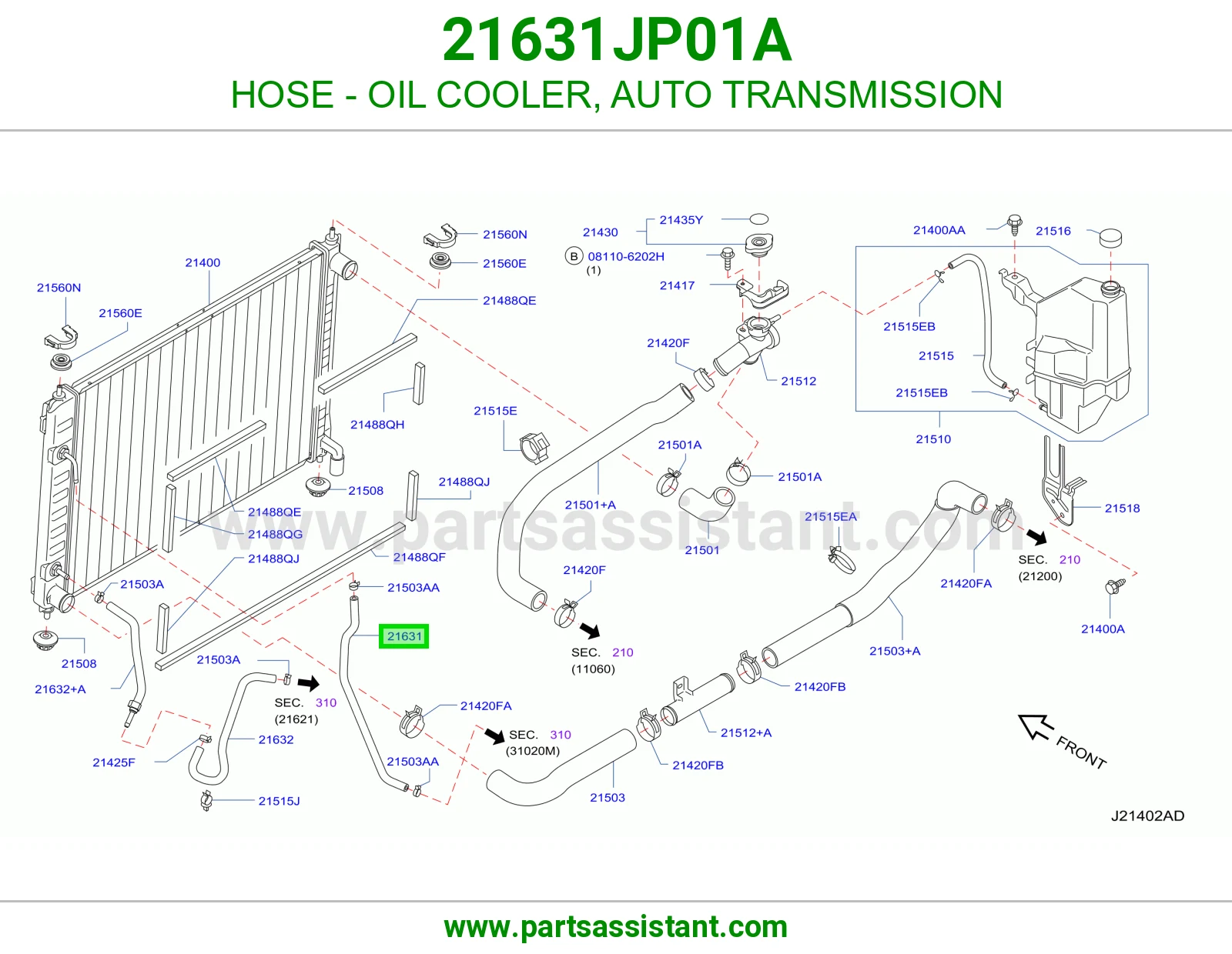 لي مبرد زيت قير أوتوماتيك 21631JP01A