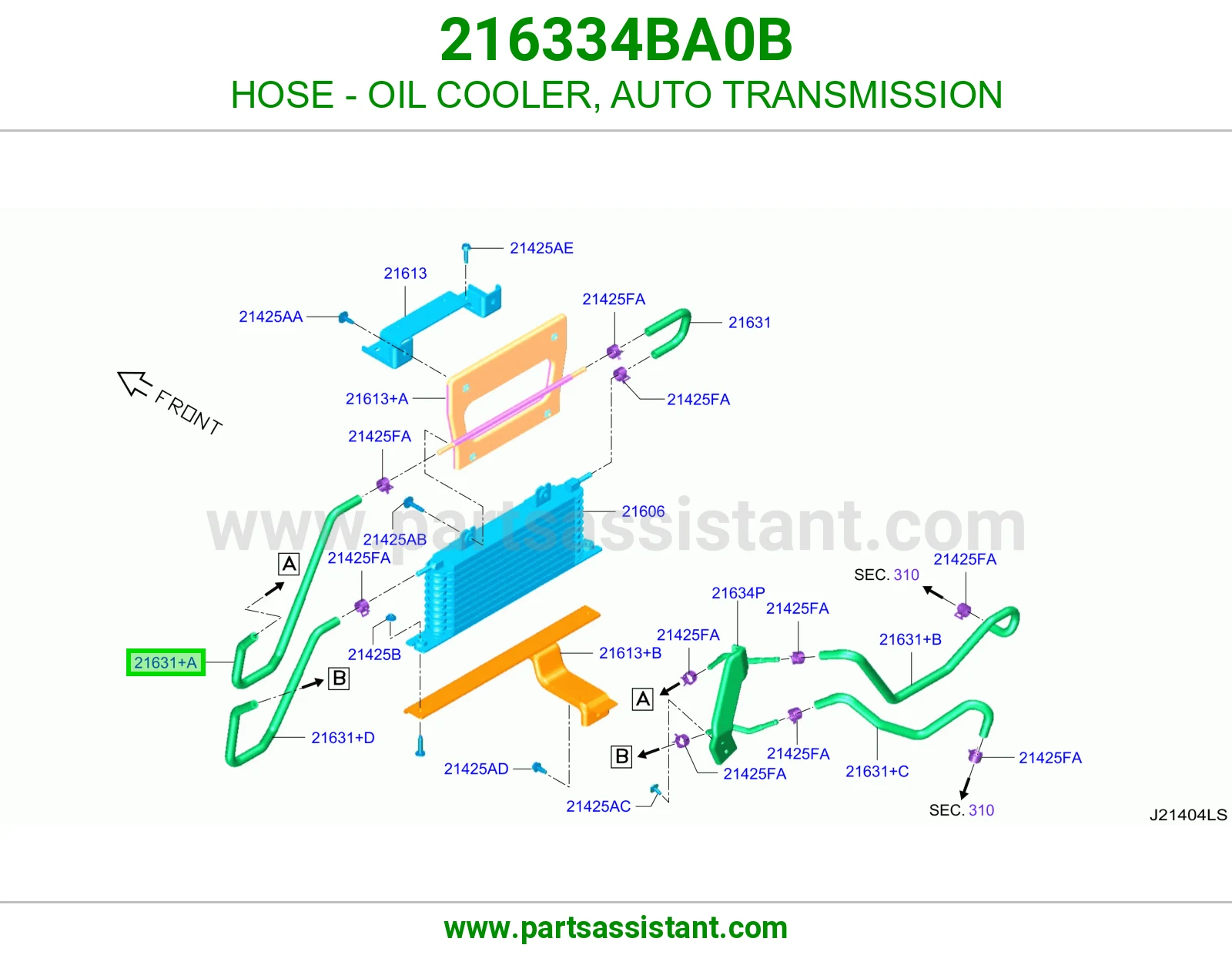 لي مبرد زيت قير أوتوماتيك 216334BA0B