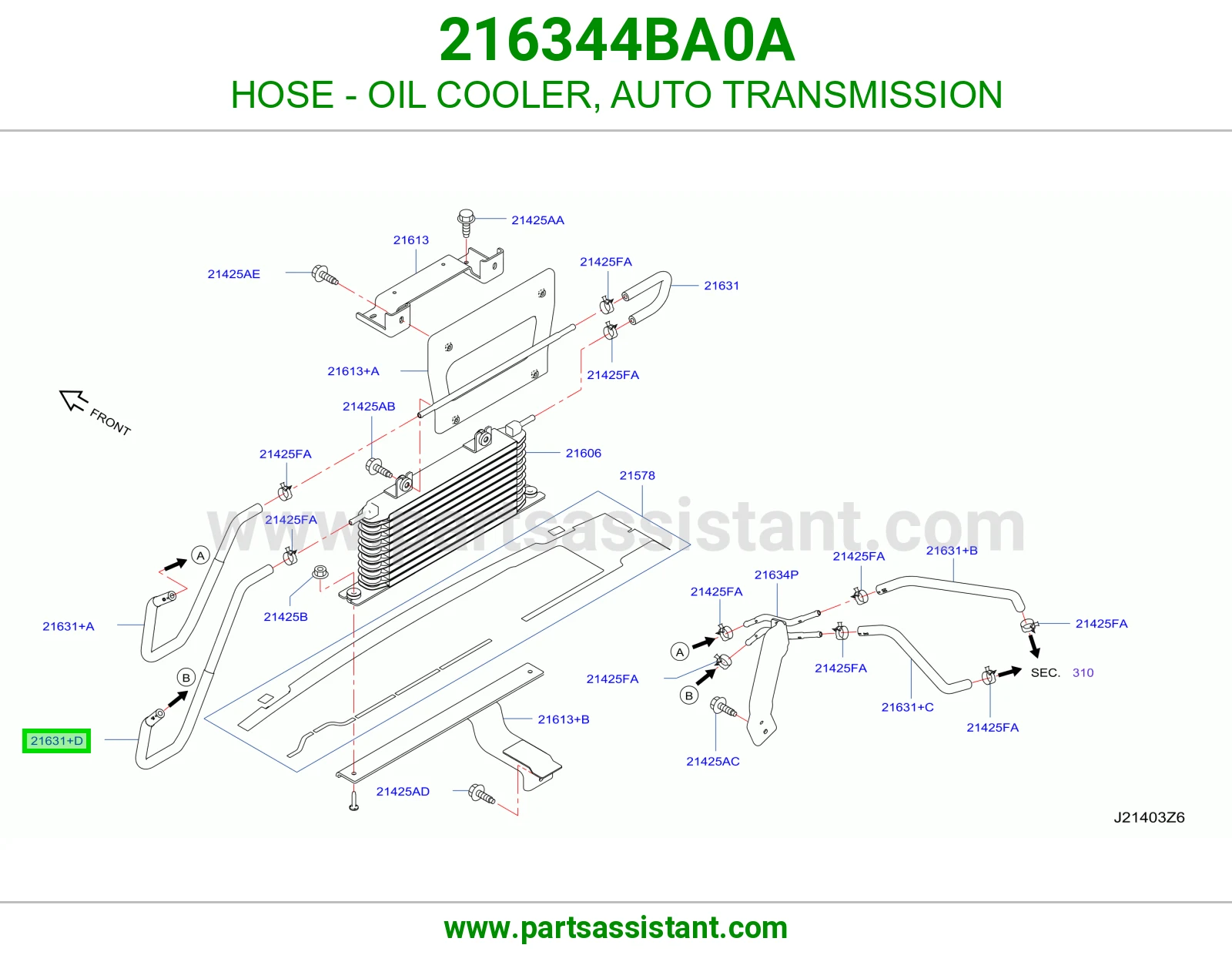 لي مبرد زيت قير أوتوماتيك 216344BA0A
