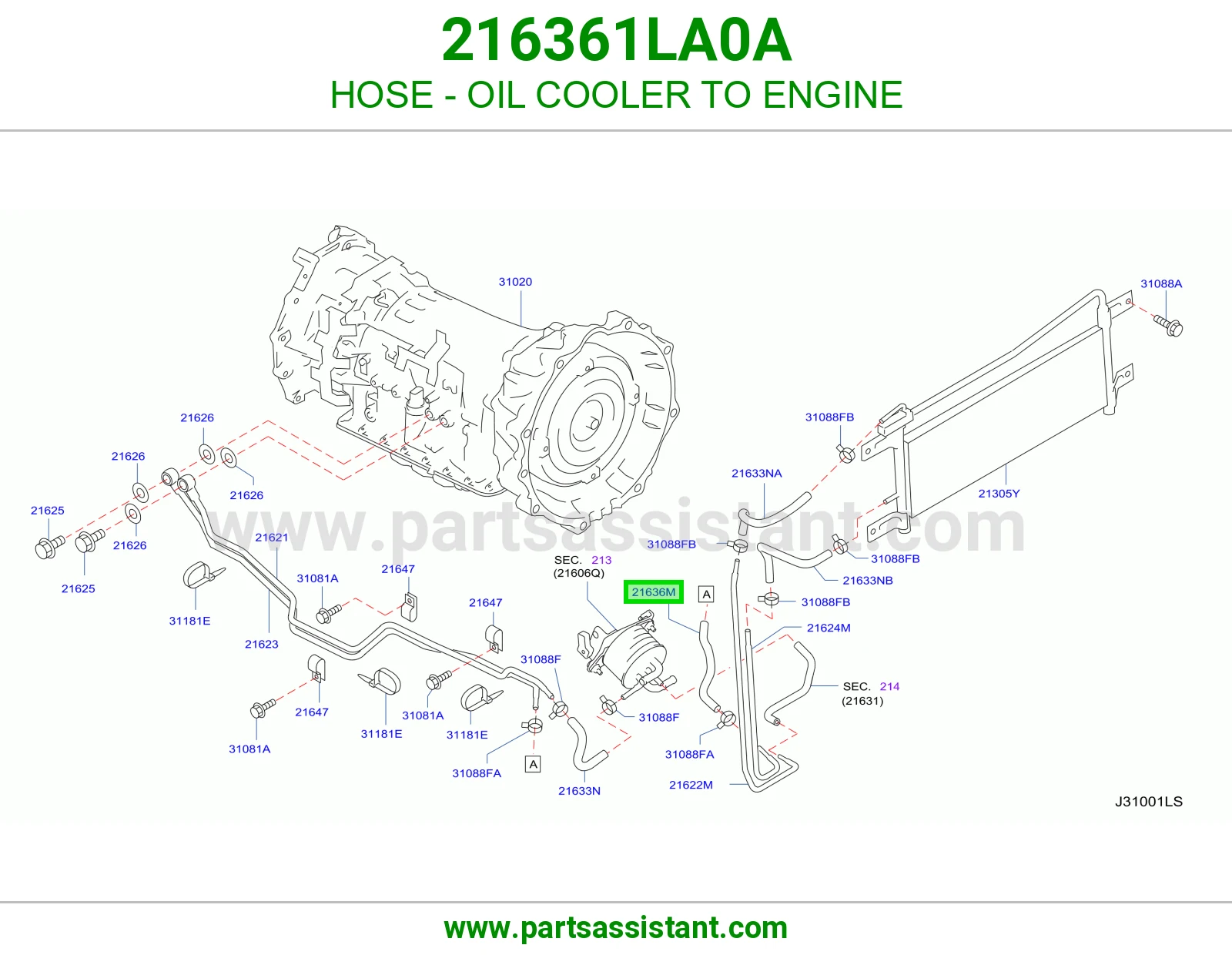 لي بين مبرد الزيت والمكينة 216361LA0A