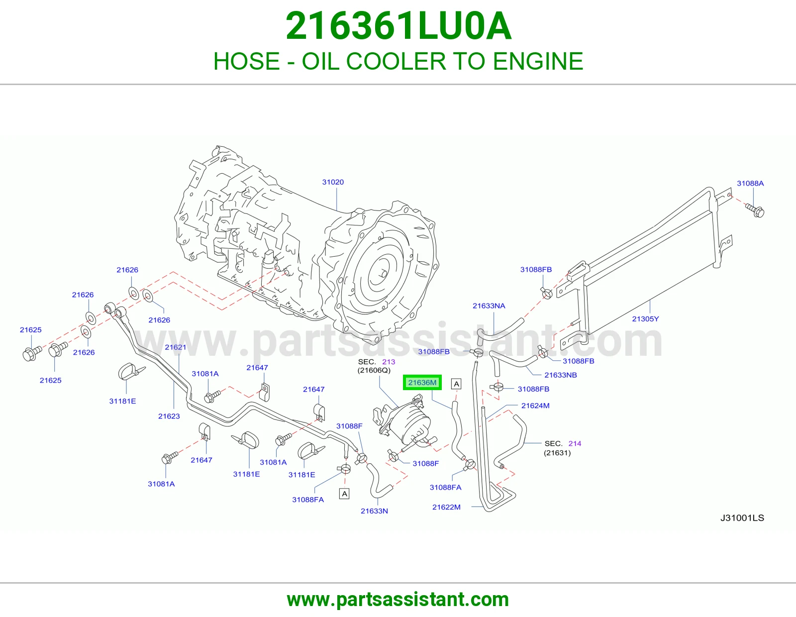 لي بين مبرد الزيت والمكينة 216361LU0A