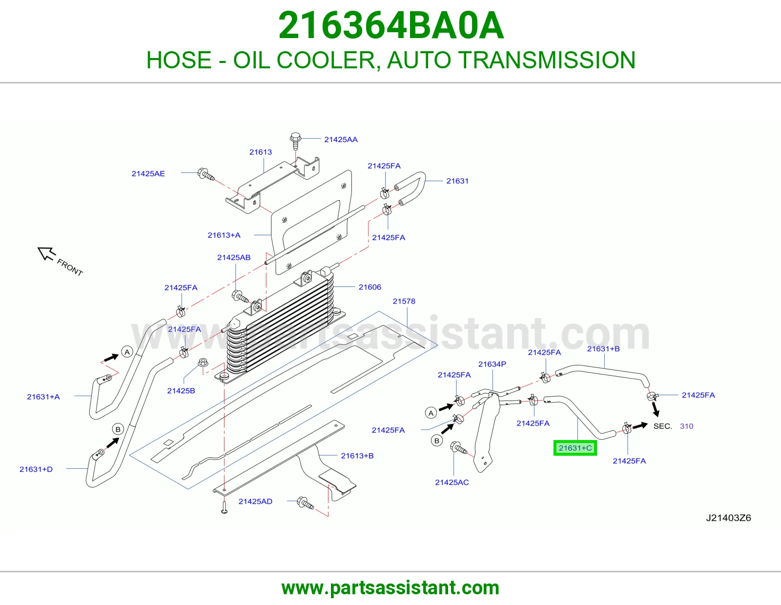 لي مبرد زيت قير أوتوماتيك 216364BA0A
