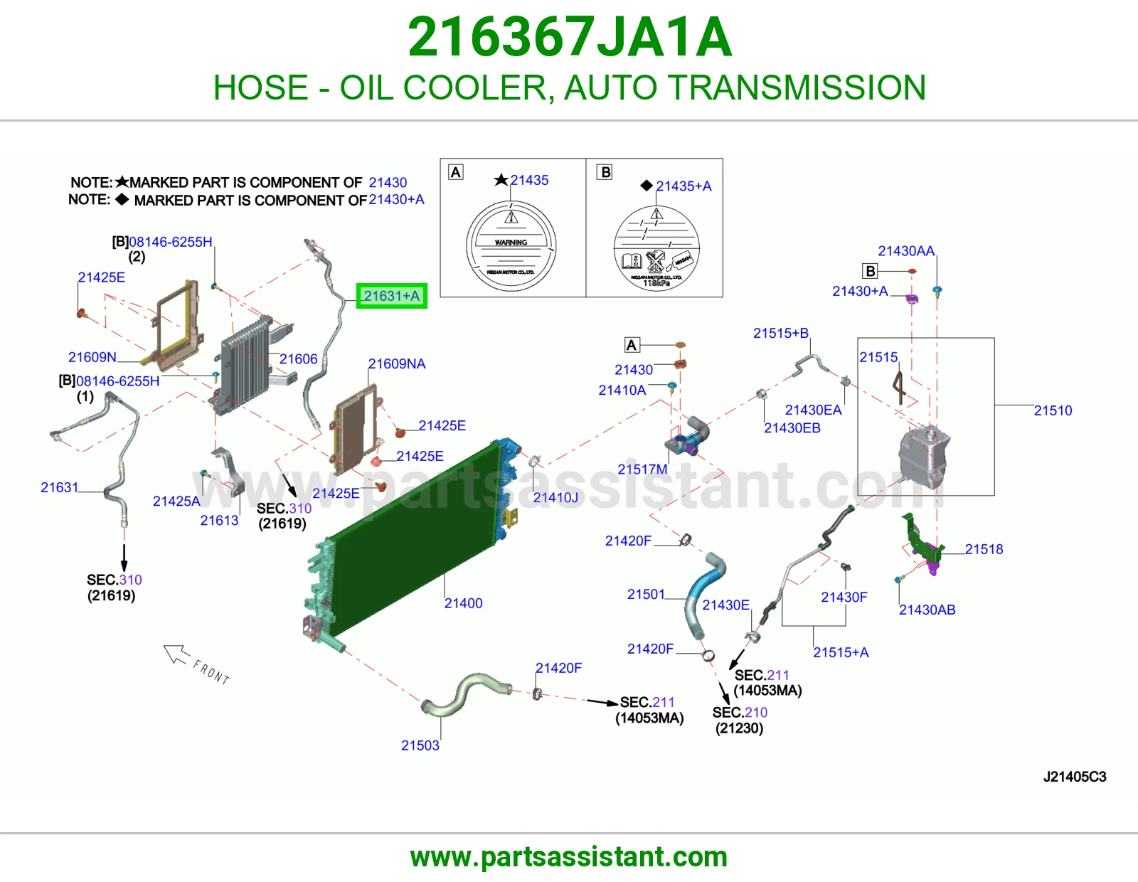 لي مبرد زيت قير أوتوماتيك 216367JA1A