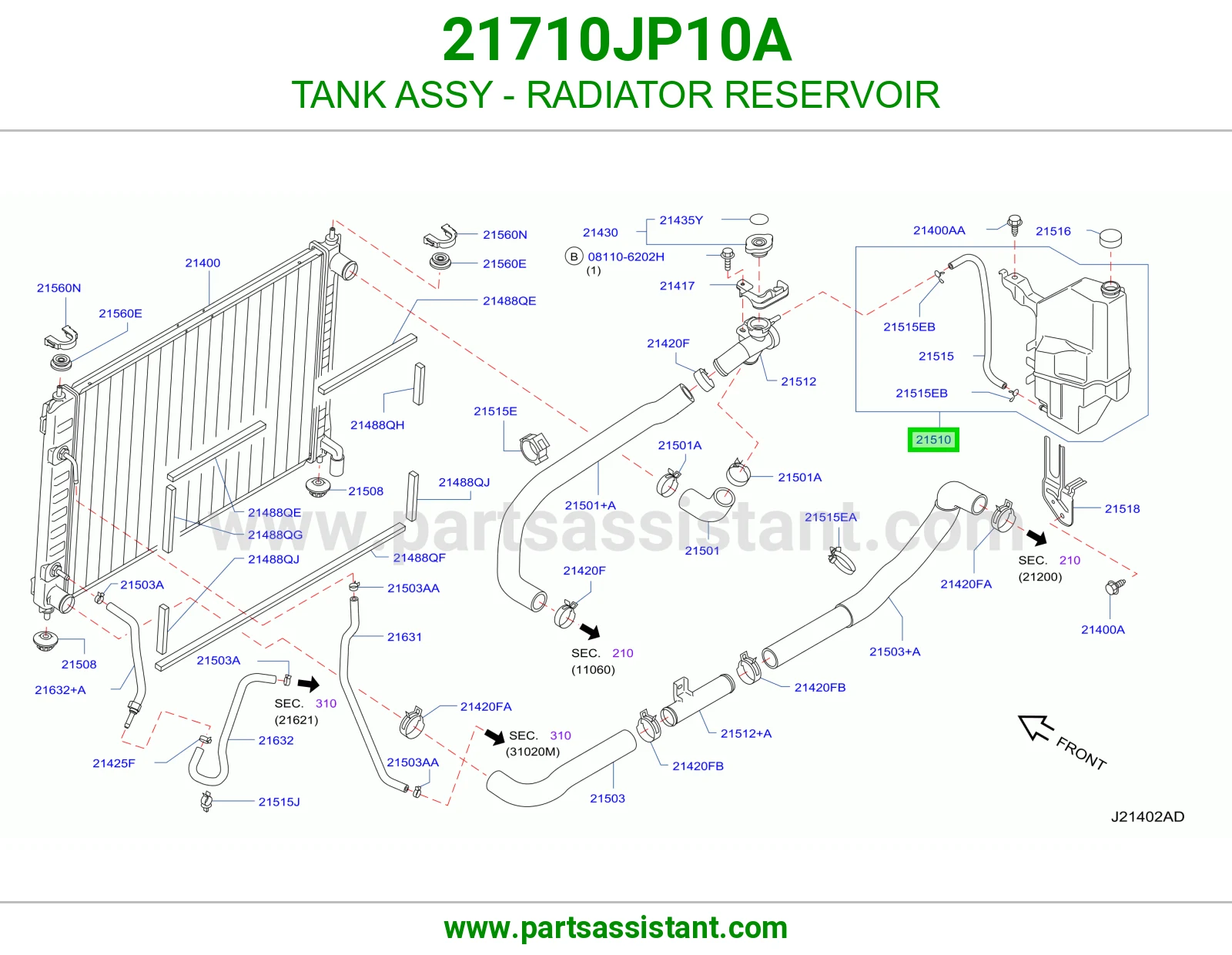 قربه رديتر ماء 21710JP10A