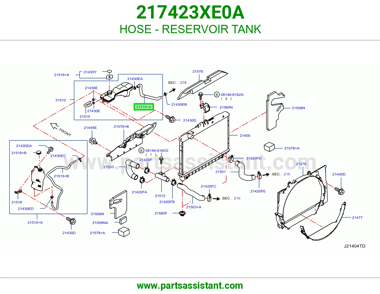 HOSE - RESERVOIR TANK 217423XE0A