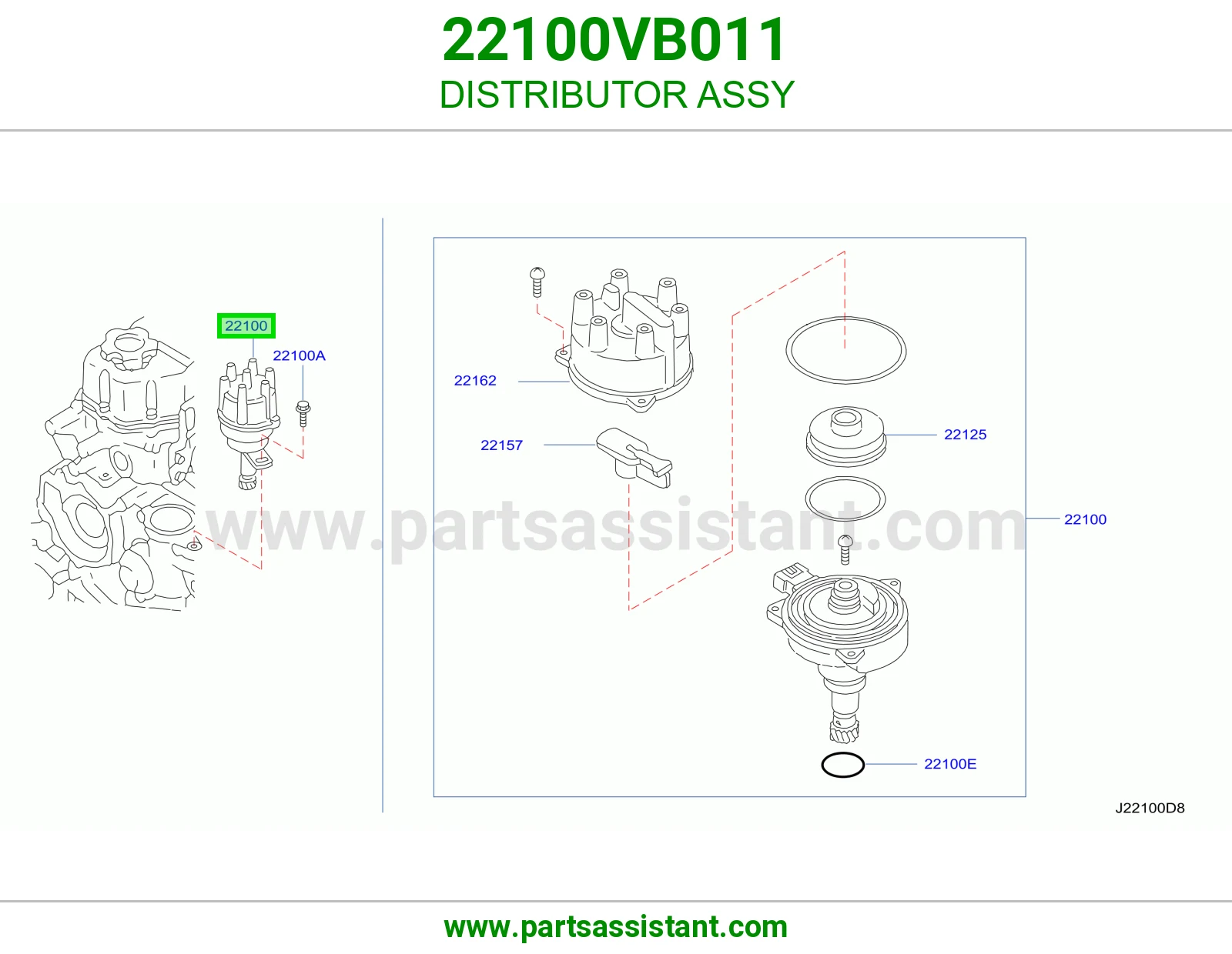 DISTRIBUTOR ASSY 22100VB011