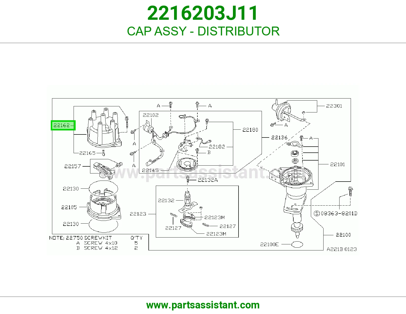 CAP ASSY - DISTRIBUTOR 2216203J11