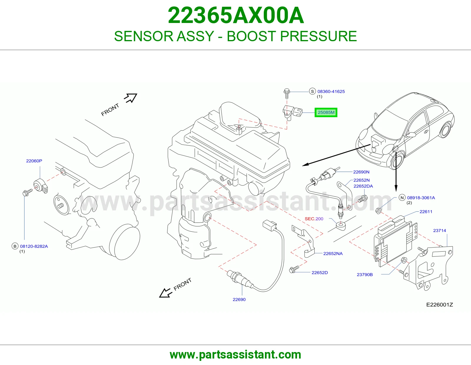 حساس ضغط طرمبه ديزل تيربو 22365AX00A