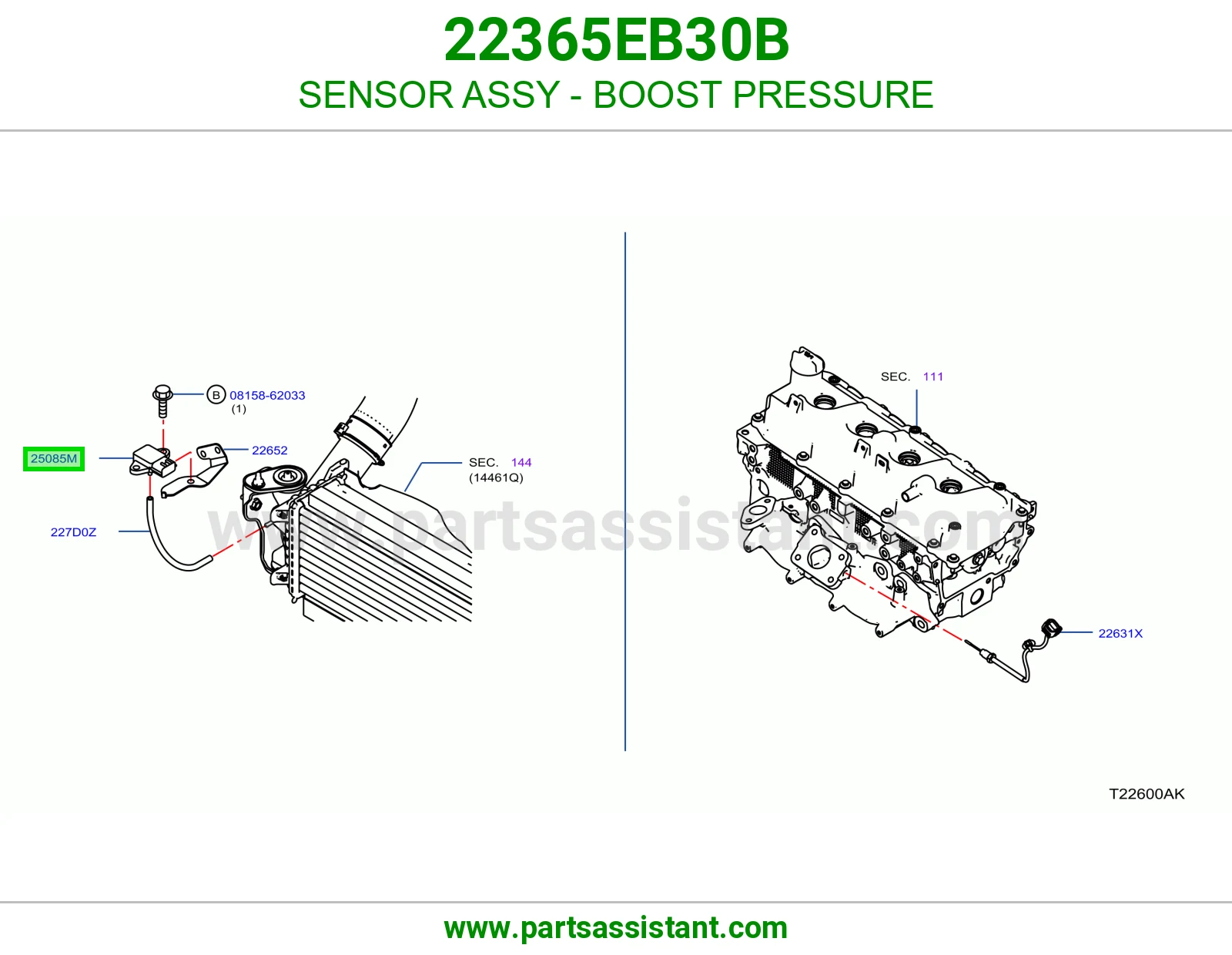 حساس ضغط طرمبه ديزل تيربو 22365EB30B
