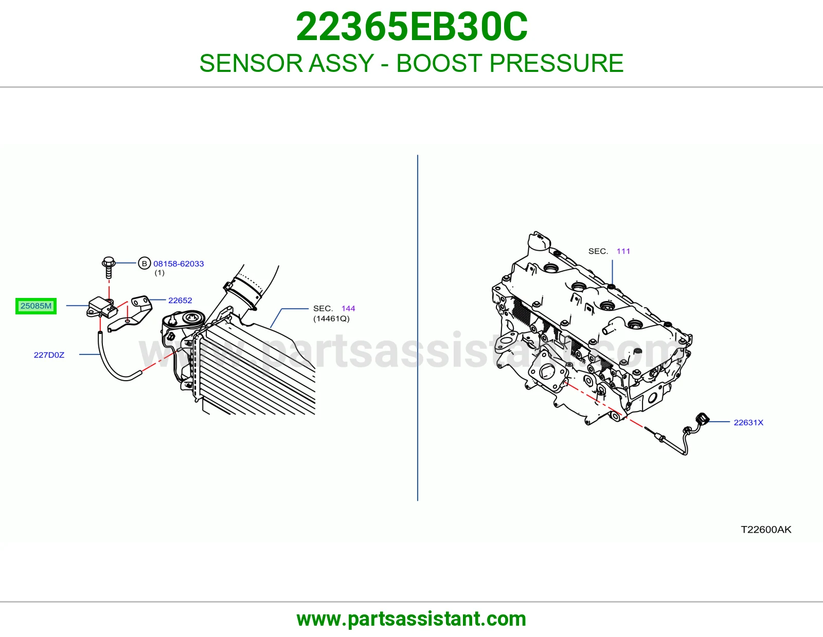 حساس ضغط طرمبه ديزل تيربو 22365EB30C