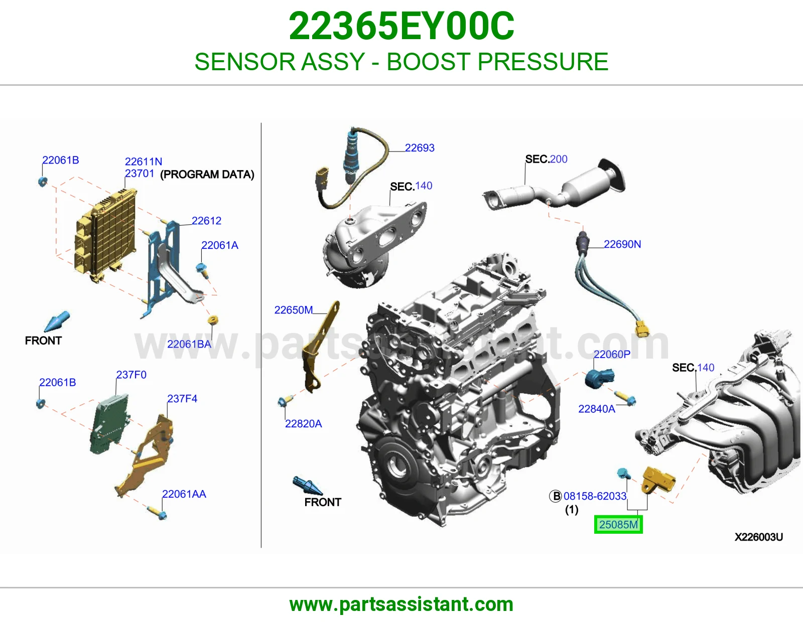 حساس ضغط طرمبه ديزل تيربو 22365EY00C
