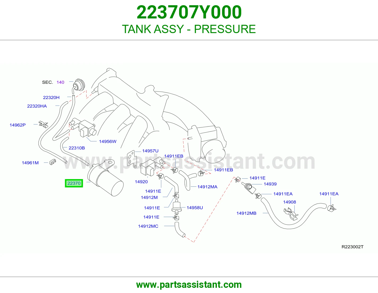 TANK ASSY - PRESSURE 223707Y000